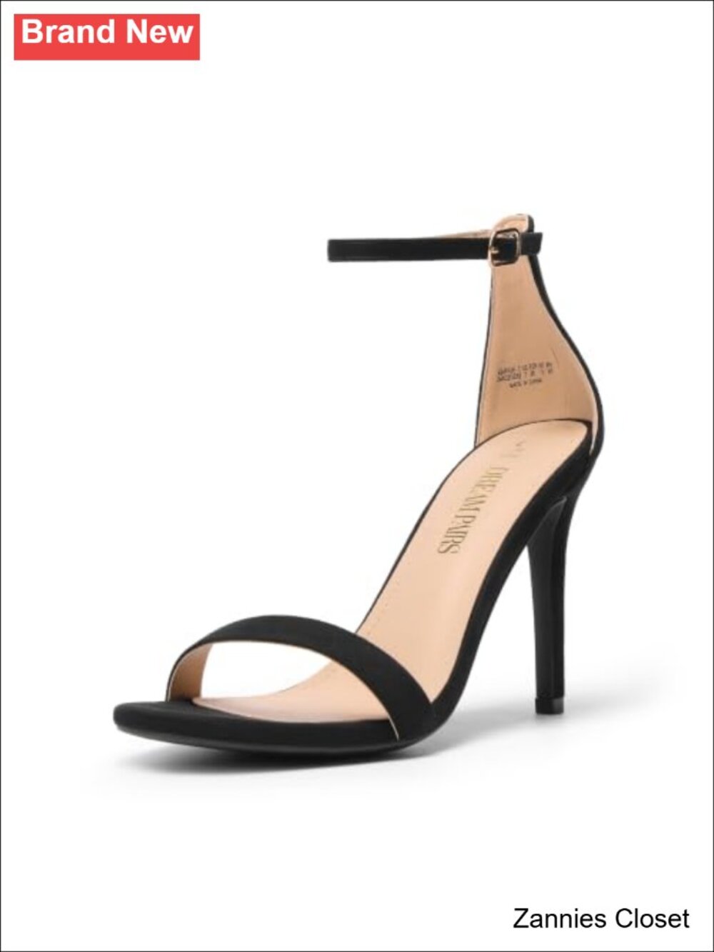 ✨DREAM PAIRS Women's Faux Suede Stiletto Heeled Sandals Floral Ankle Strap